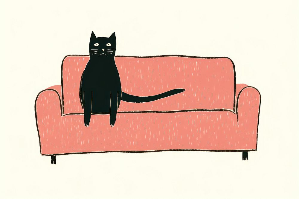 Cat sitting on a sofa furniture animal mammal. AI generated Image by rawpixel.