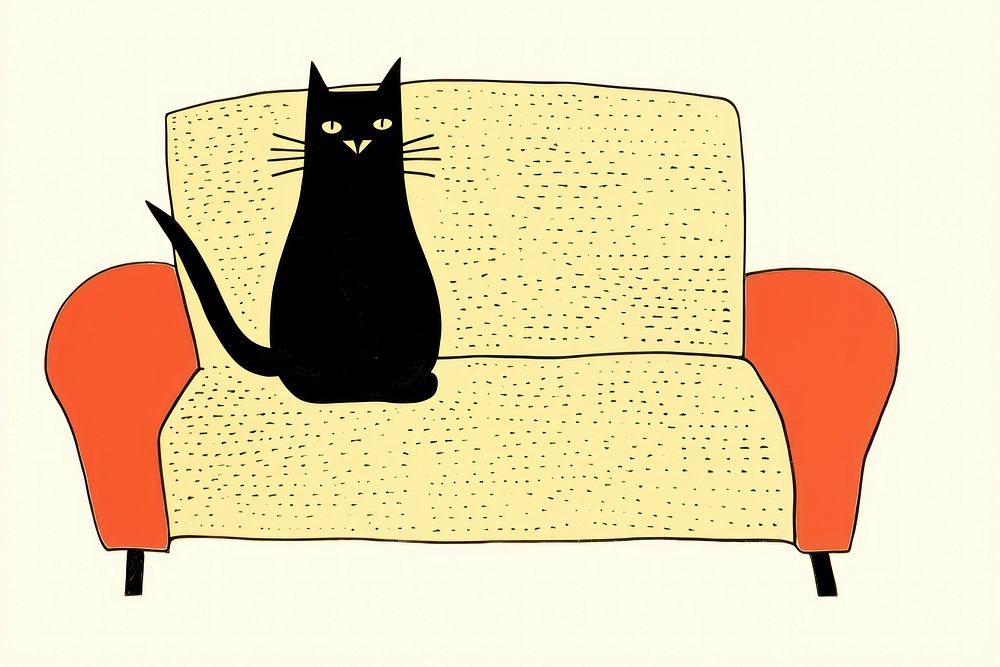 Cat sitting on a sofa furniture armchair animal. AI generated Image by rawpixel.