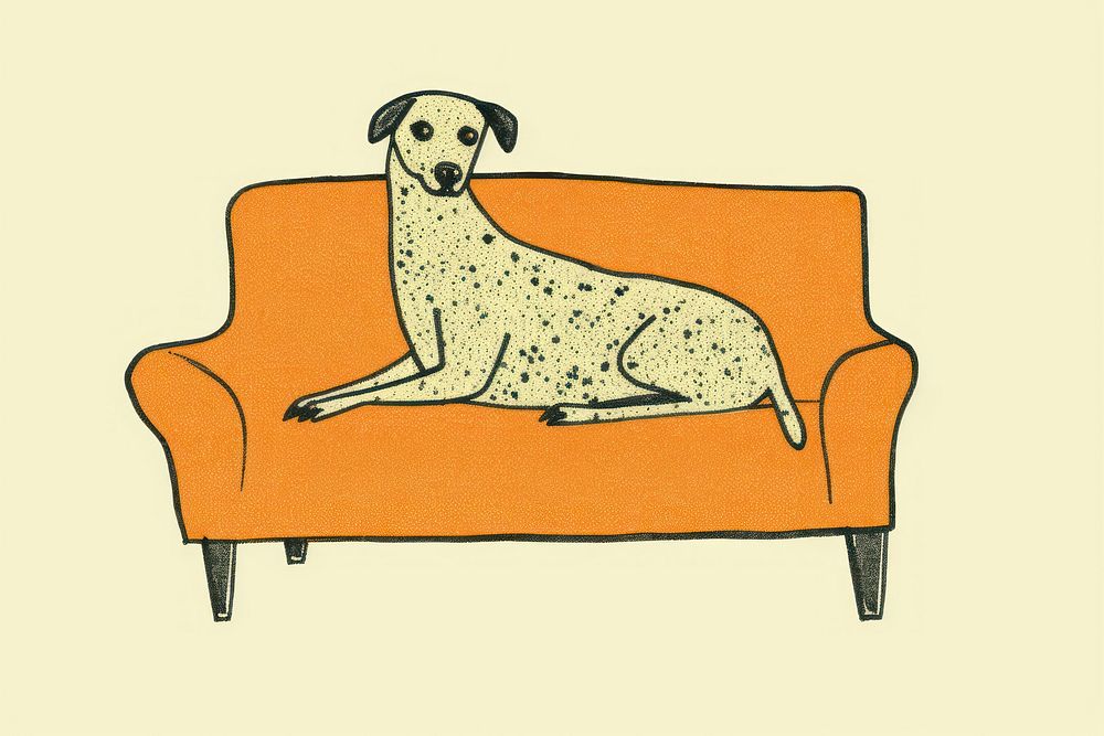 Dog sitting on a sofa furniture animal mammal. AI generated Image by rawpixel.