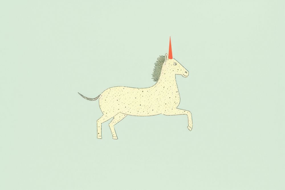 Unicorn drawing animal mammal. AI generated Image by rawpixel.