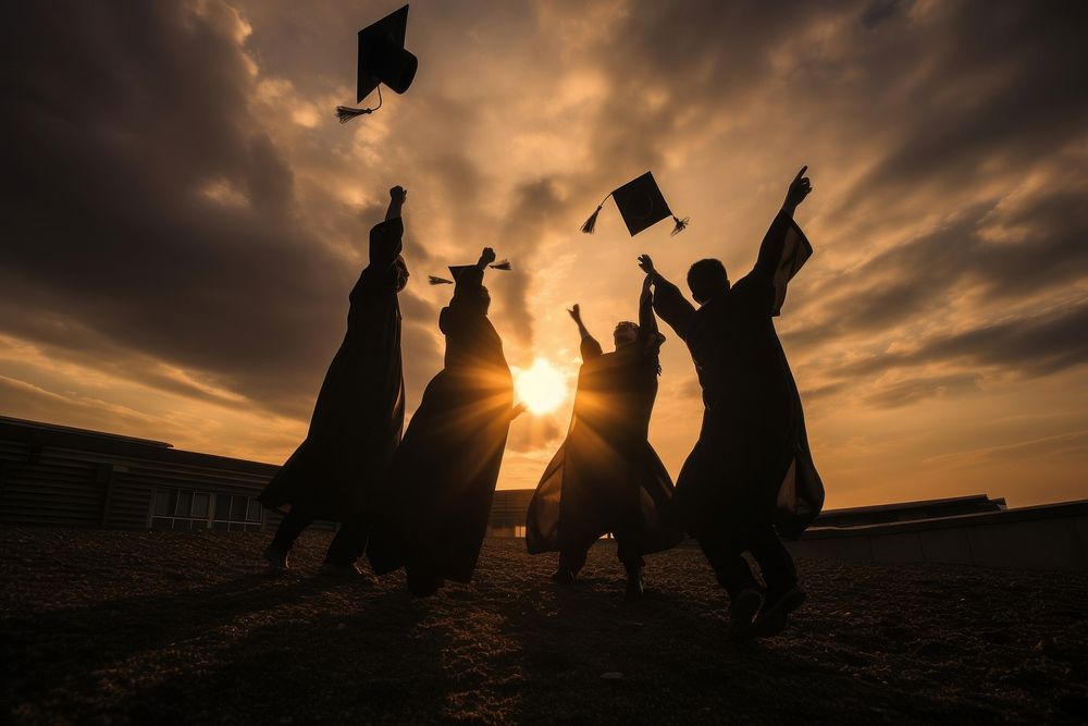 Students mortarboard silhouette graduation. AI generated Image by rawpixel.