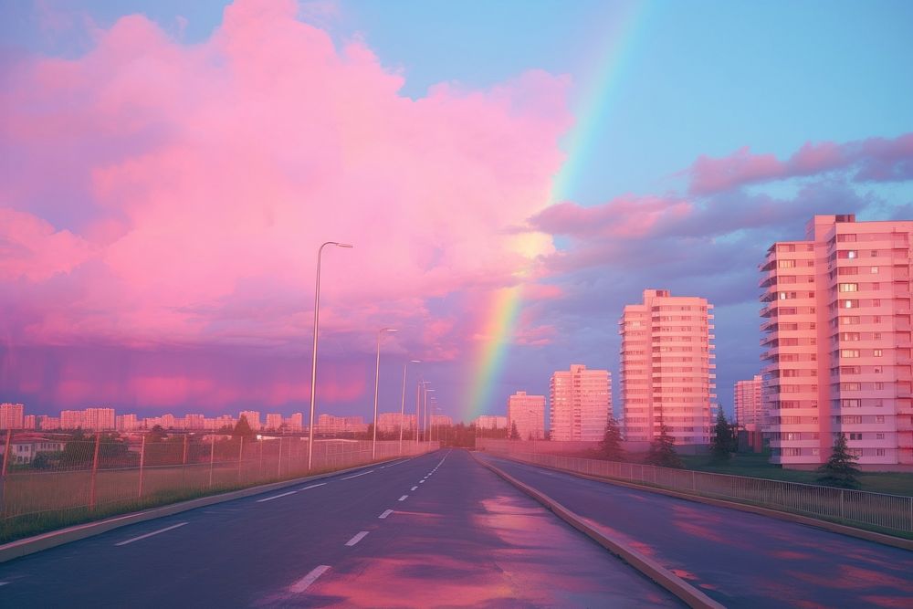 Building rainbow street road. AI generated Image by rawpixel.