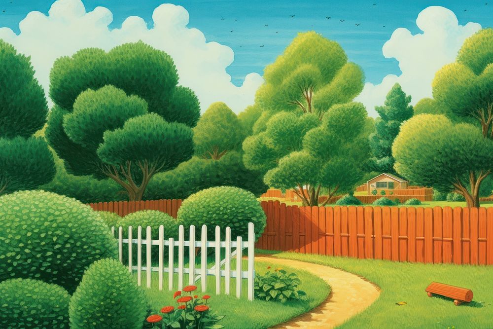 Fence backgrounds outdoors backyard. AI generated Image by rawpixel.