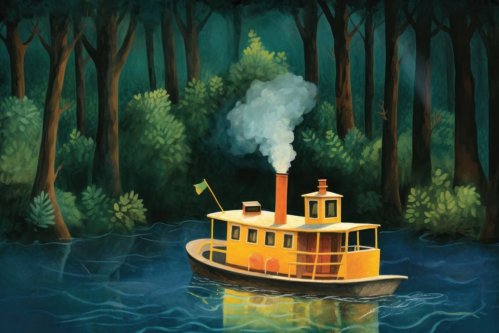 Boat outdoors vehicle forest. AI generated Image by rawpixel.