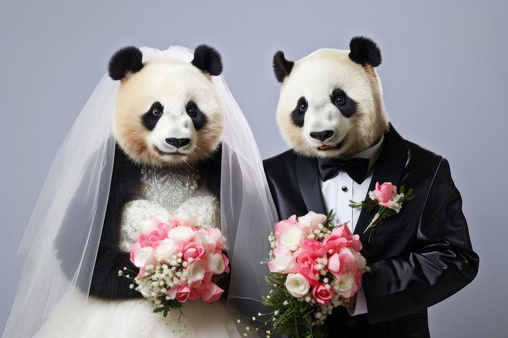 Chinese panda wedding bride costume. AI generated Image by rawpixel.