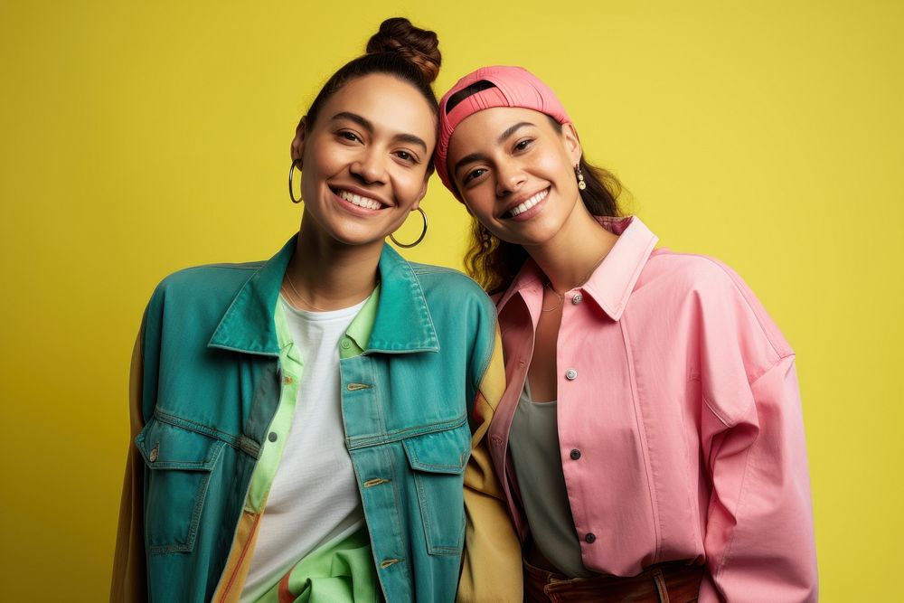 Latinx lesbian couple laughing smile adult. AI generated Image by rawpixel.