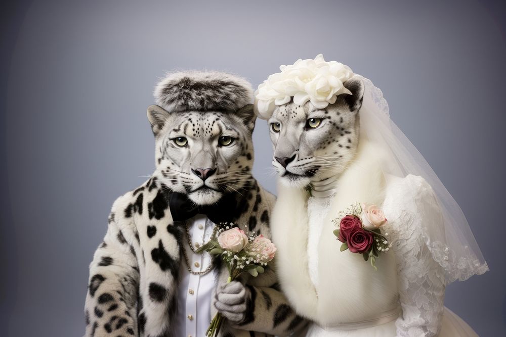Snow leopard wedding animal mammal. AI generated Image by rawpixel.
