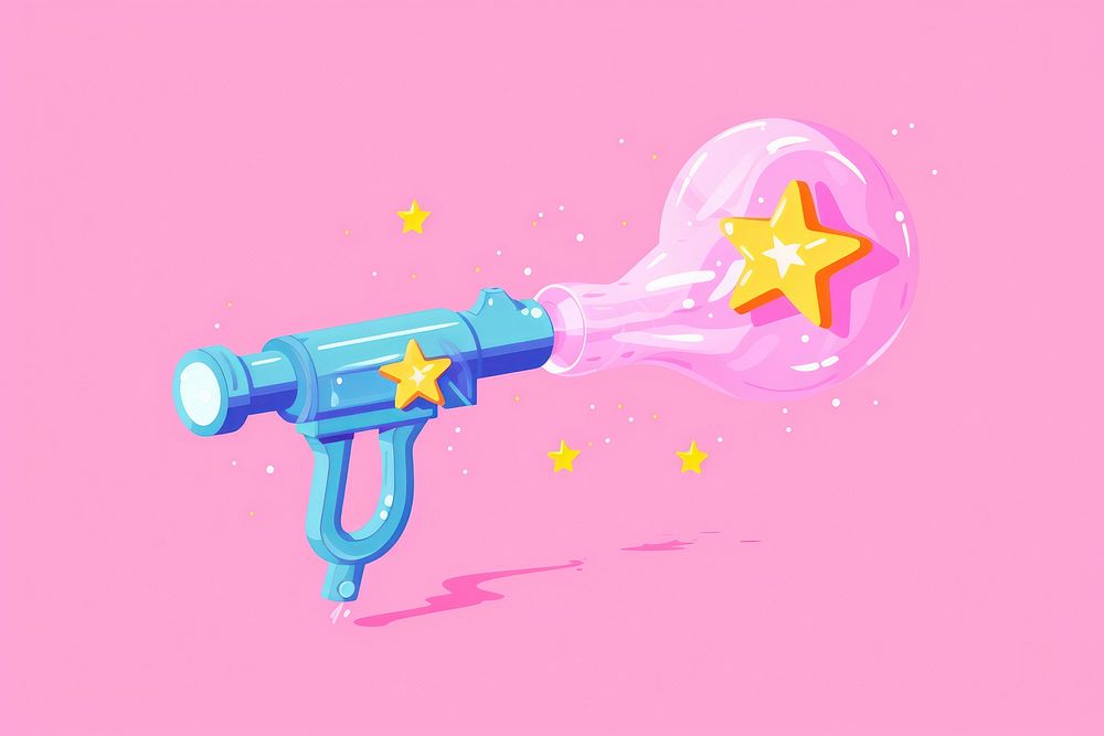 A shooting star revolver handgun cartoon. AI generated Image by rawpixel.