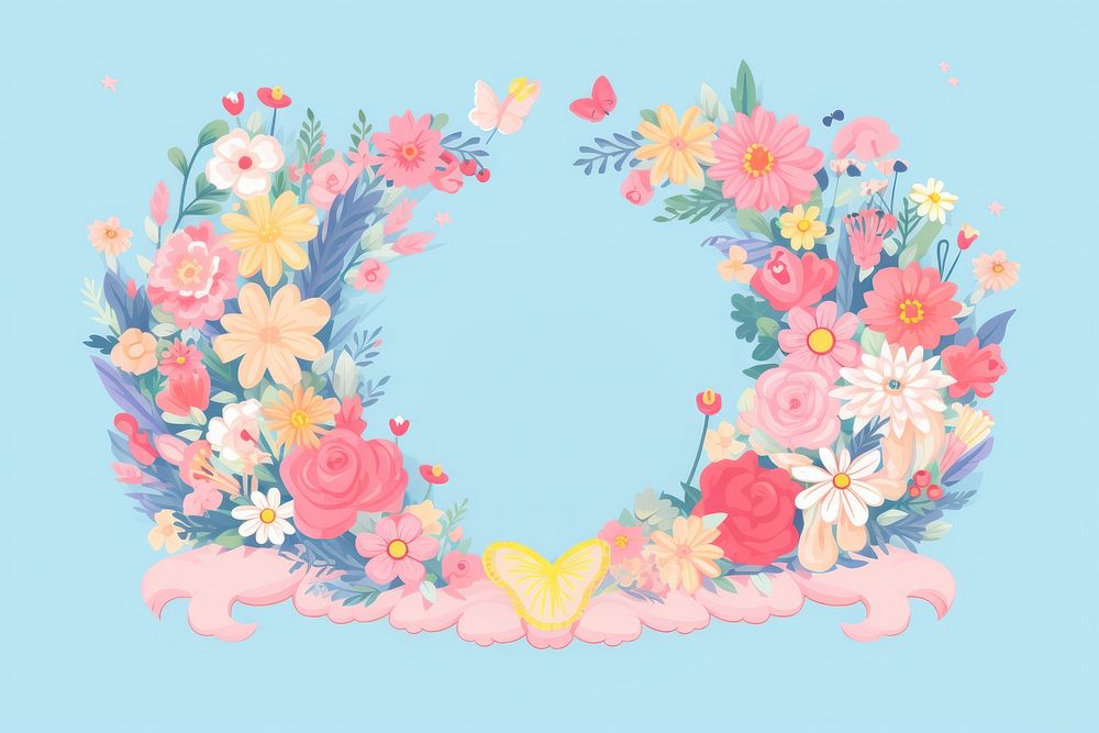 A flower frame pattern plant celebration. AI generated Image by rawpixel.