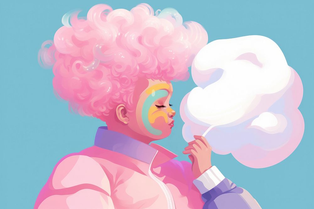 A girl wearing cotton candy cloth smoke performer portrait. AI generated Image by rawpixel.