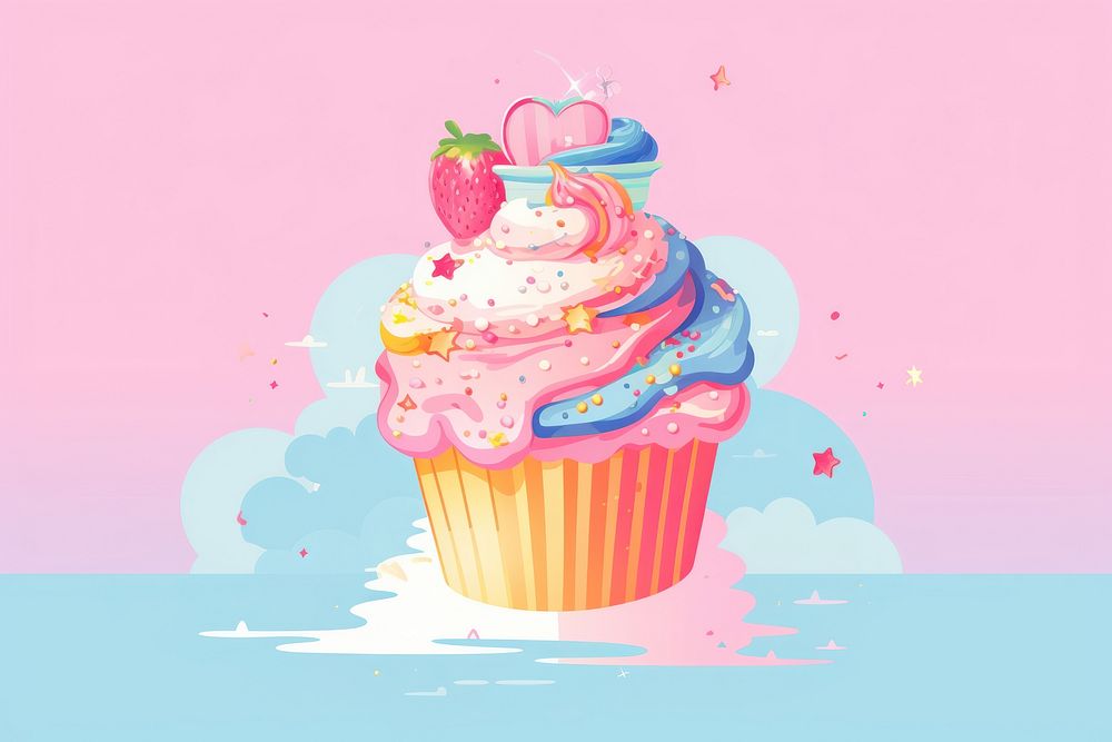 A cupcake dessert icing cream. AI generated Image by rawpixel.