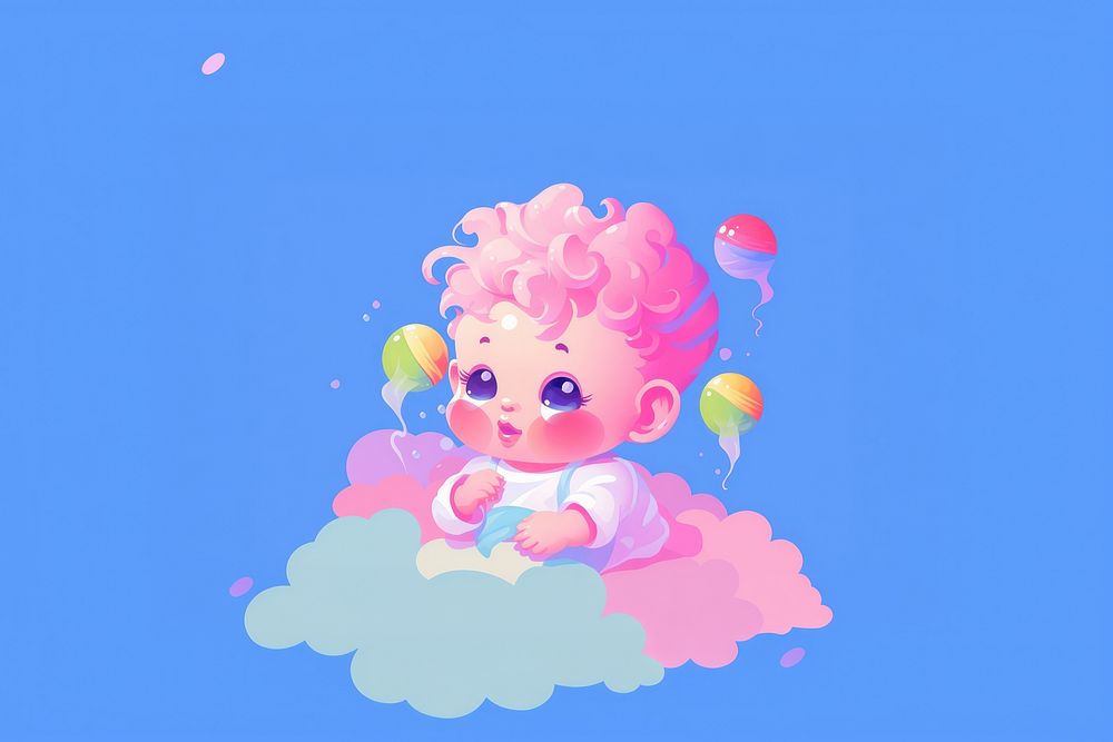 A baby toddler balloon cartoon. AI generated Image by rawpixel.