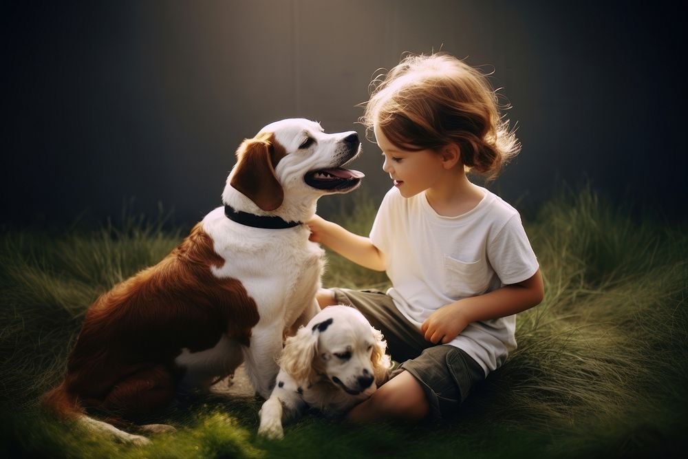 A kid with dogs photography portrait toddler. AI generated Image by rawpixel.