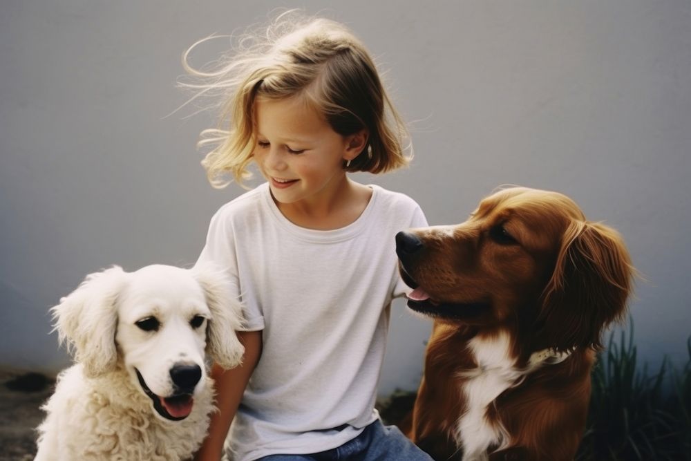 A kid with dogs photography portrait toddler. AI generated Image by rawpixel.
