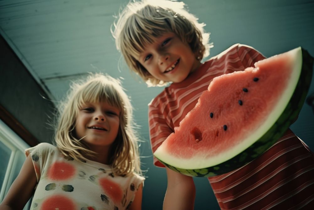 Kids having watermelon photography portrait toddler. AI generated Image by rawpixel.