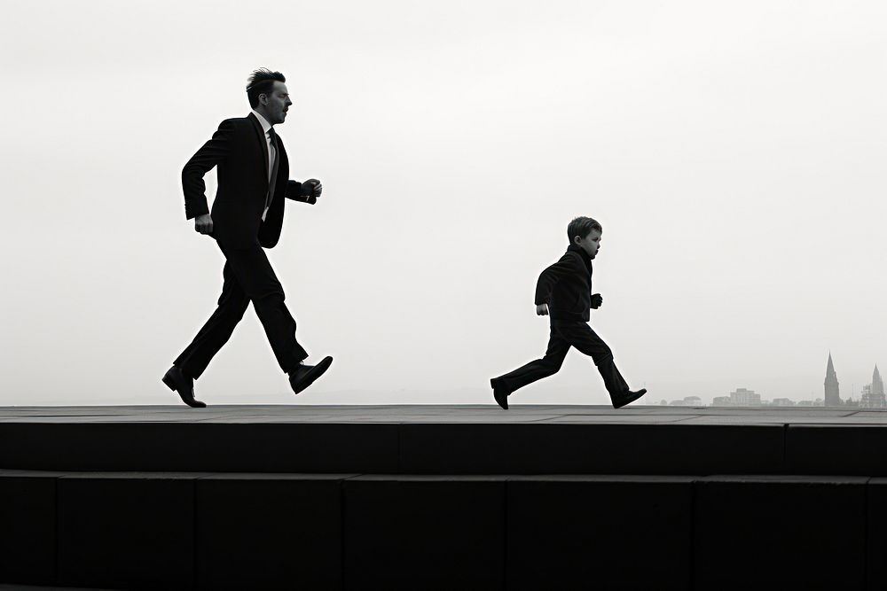 A boy running to his dad photography footwear walking. AI generated Image by rawpixel.