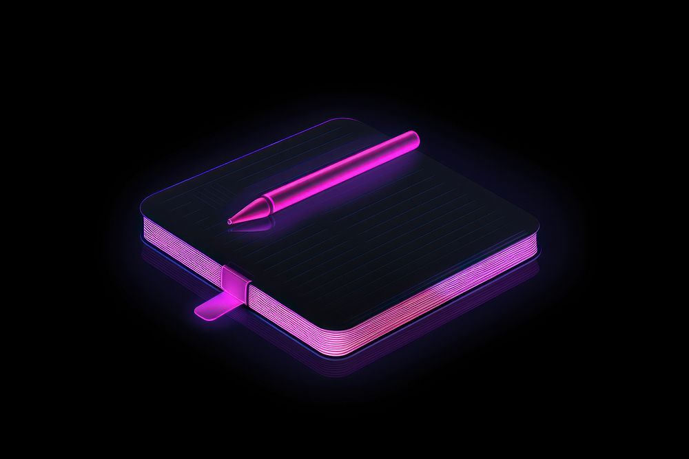 Pen and book diary illuminated technology. AI generated Image by rawpixel.