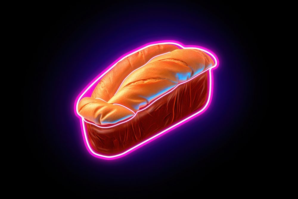 Bread light neon food. AI generated Image by rawpixel.