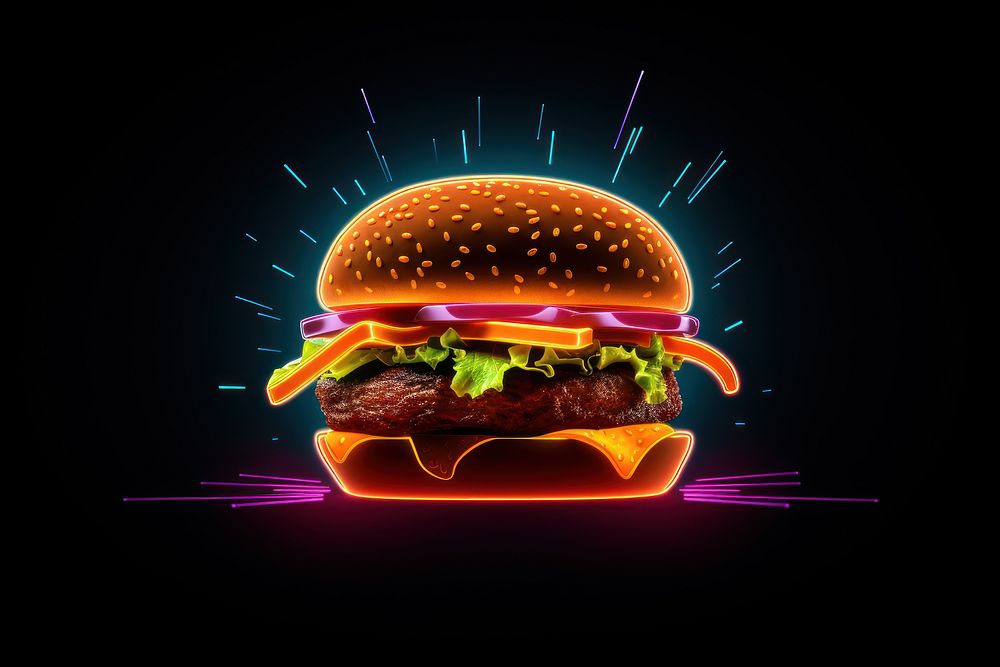 Burger ketchup food neon. AI generated Image by rawpixel.