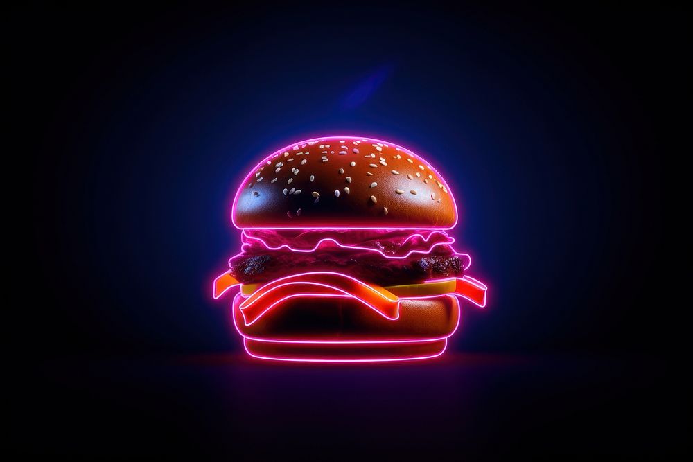 Burger light food neon. AI generated Image by rawpixel.