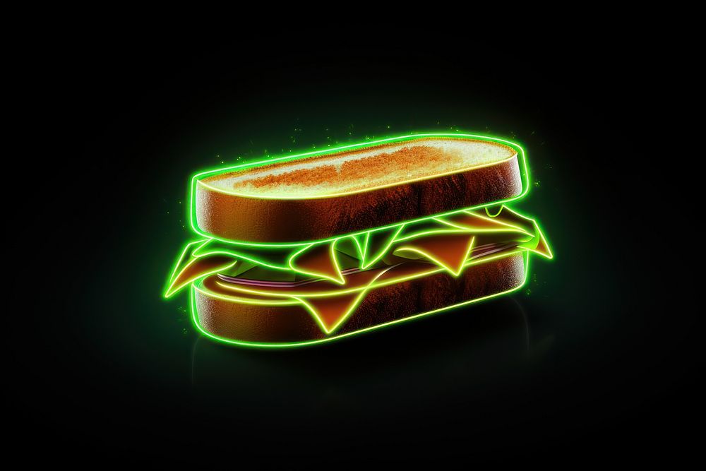 Sandwich light neon food. AI generated Image by rawpixel.