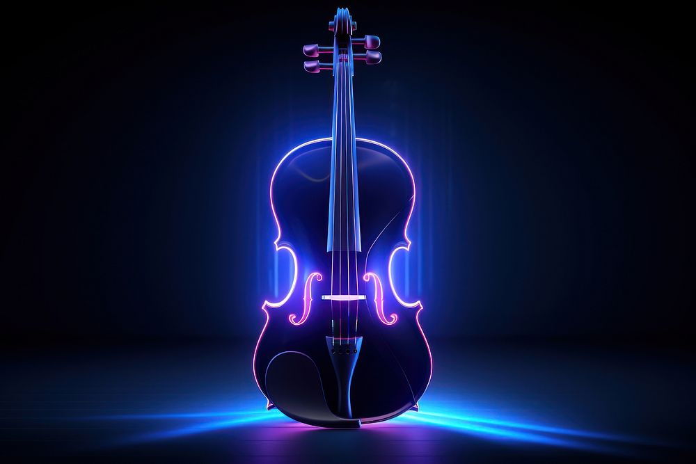 Violin light neon illuminated. AI | Free Photo Illustration - rawpixel