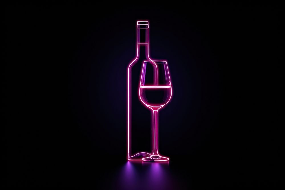 Wine light neon bottle. AI generated Image by rawpixel.