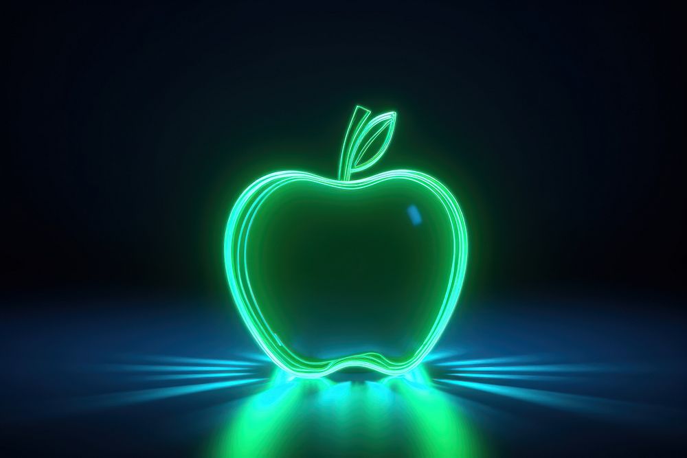 Apple light neon illuminated. AI generated Image by rawpixel.