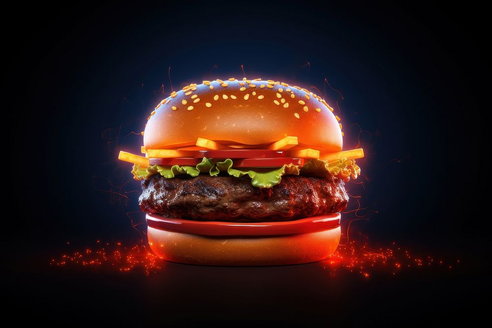 Burger food illuminated hamburger. AI generated Image by rawpixel.