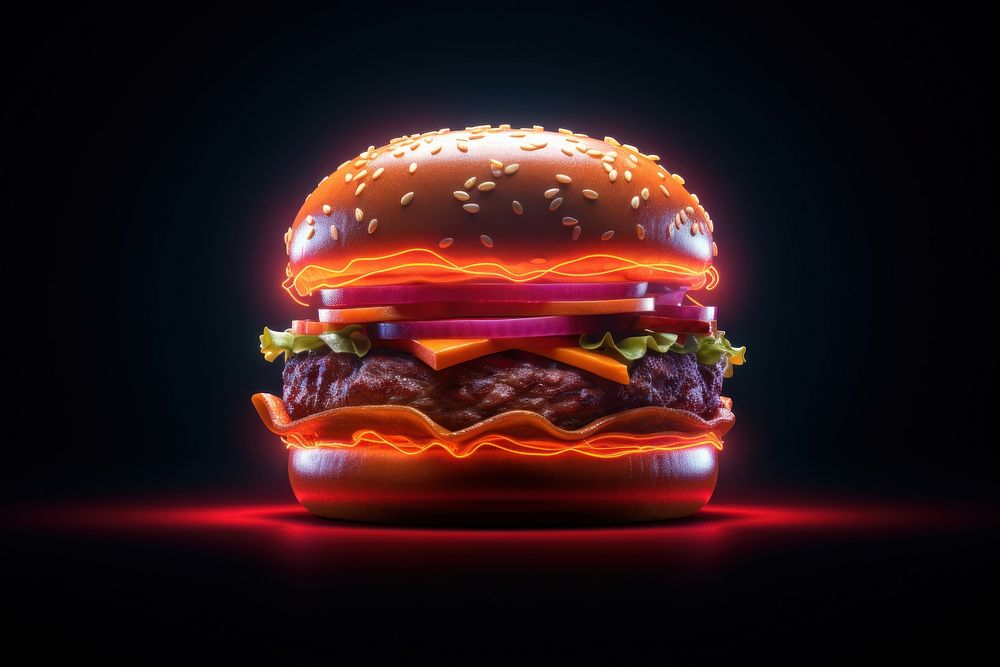 Burger food illuminated hamburger. AI generated Image by rawpixel.