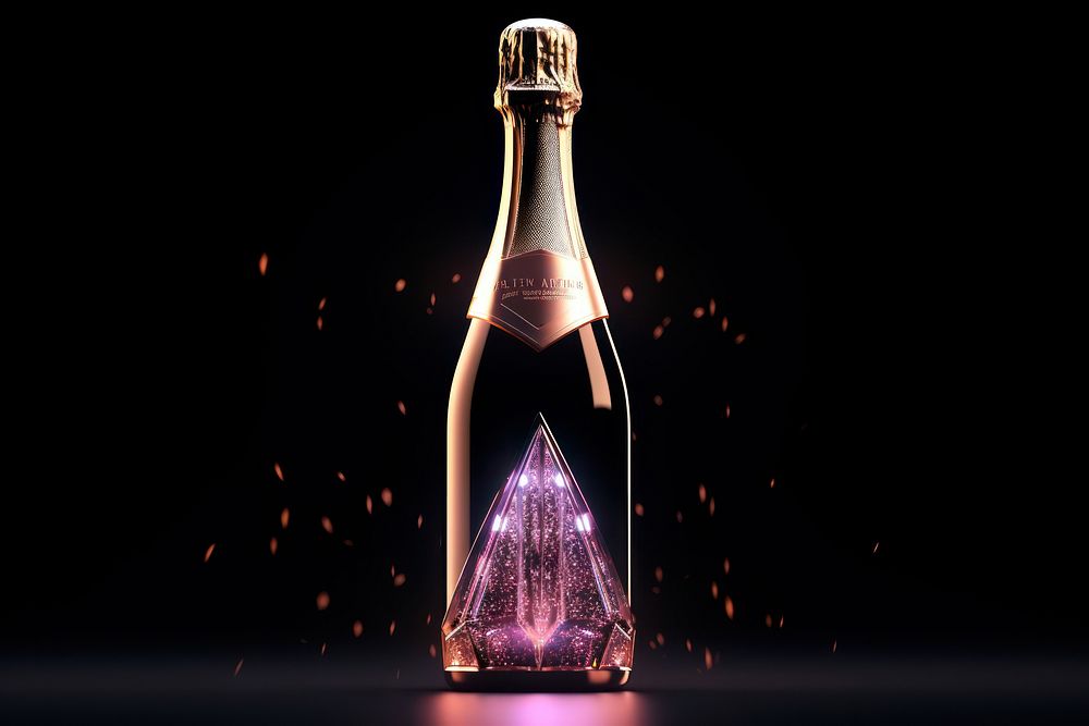 Champange bottle glass light. AI generated Image by rawpixel.