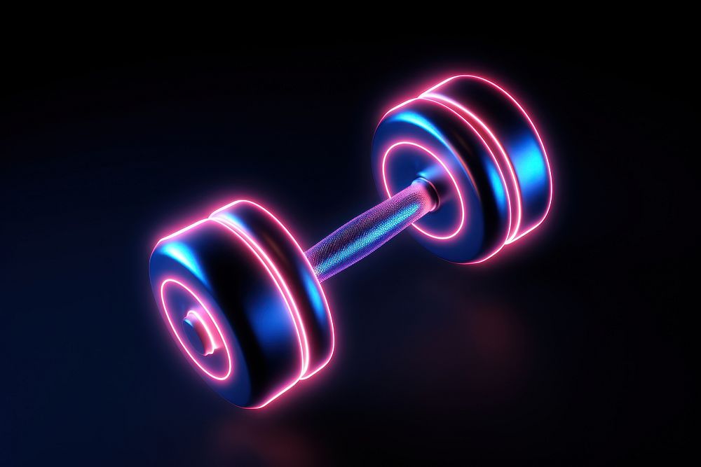 Dumbell sports light neon. AI generated Image by rawpixel.