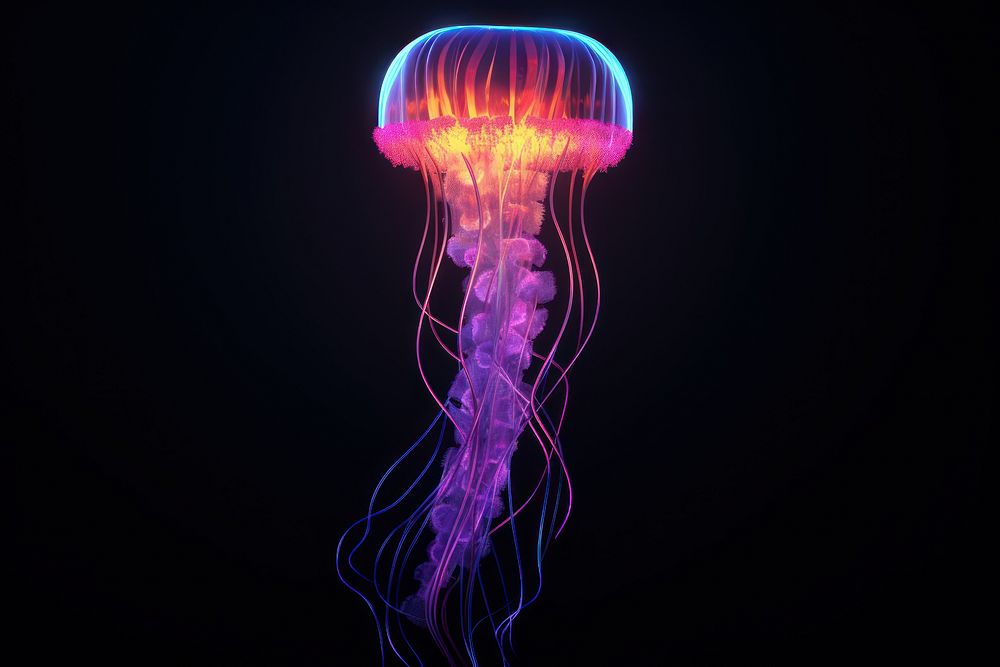 Jellyfish invertebrate illuminated transparent. AI generated Image by rawpixel.