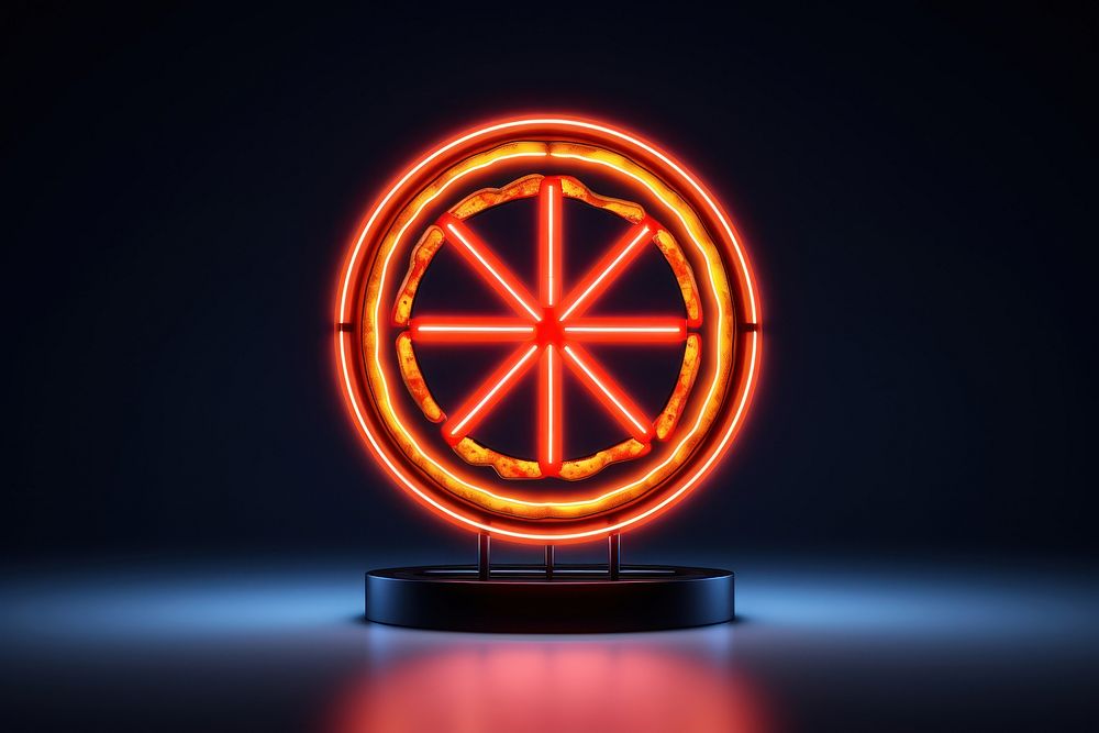 Pizza light neon wheel. AI generated Image by rawpixel.