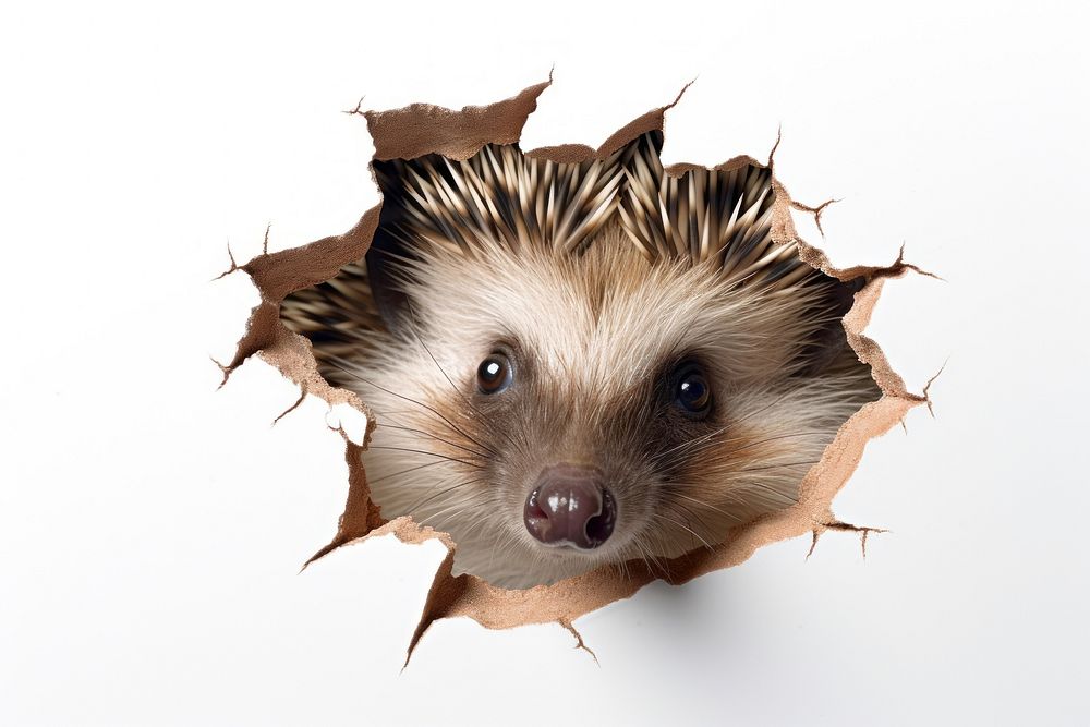Hedgehog portrait animal mammal. AI generated Image by rawpixel.
