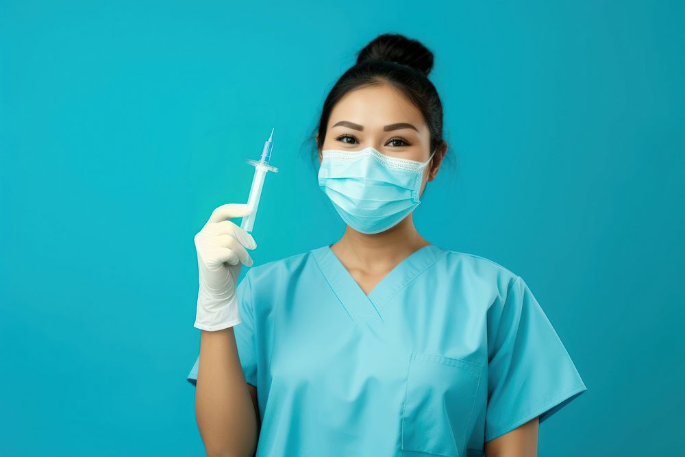 Syringe holding nurse blue. AI generated Image by rawpixel.