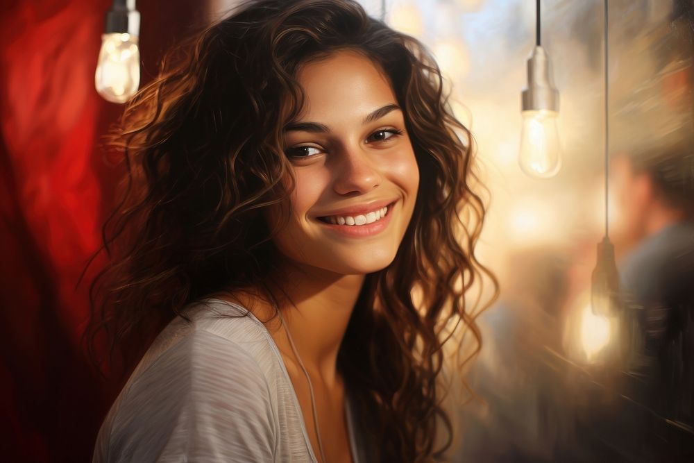 Young looking woman portrait smiling adult. AI generated Image by rawpixel.
