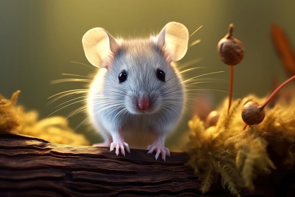 A cute white mouse in the forest animal rodent mammal. AI generated Image by rawpixel.