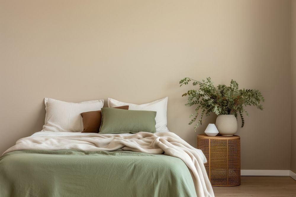A minimal bedroom furniture cushion pillow. 
