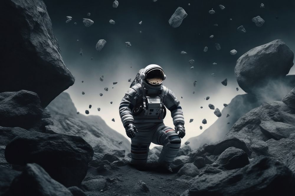 An astronaut with full uniform out of the space helmet exploration protection. AI generated Image by rawpixel.