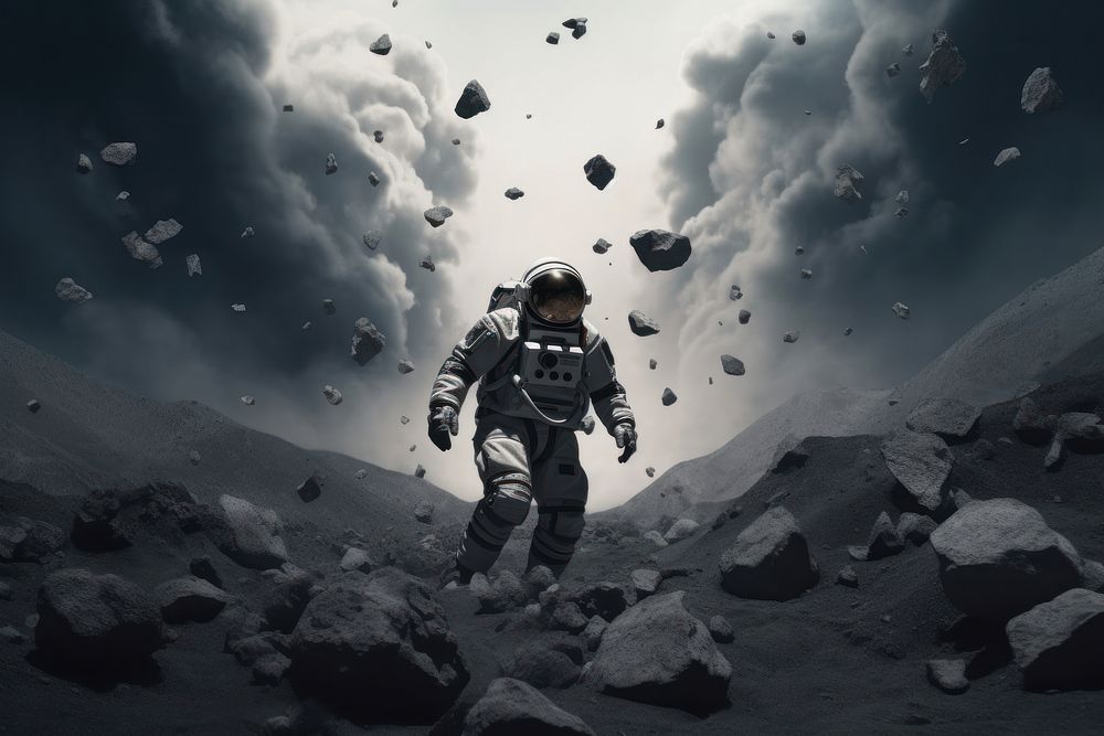 An astronaut with full uniform out of the space photography adventure mountain. AI generated Image by rawpixel.