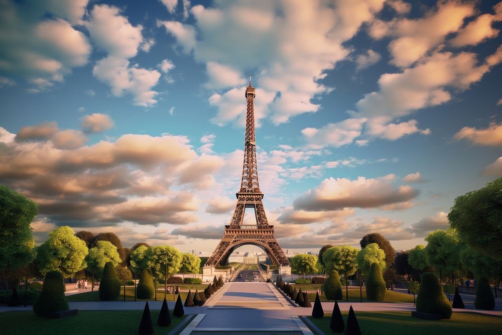 An eiffel sky architecture building. AI generated Image by rawpixel.