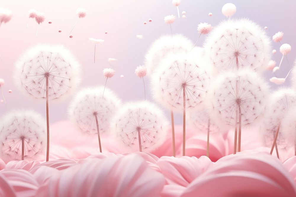 Dandelions backgrounds plant pink. AI generated Image by rawpixel.