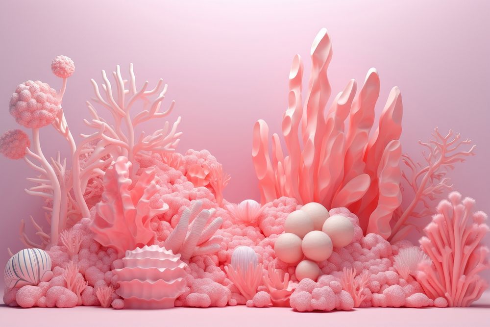 Coral reef nature pink sea. AI generated Image by rawpixel.