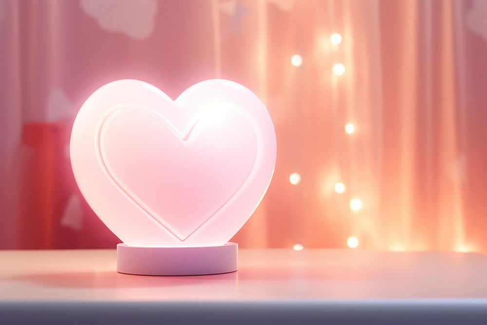 Heart-shaped lamp light red illuminated. AI generated Image by rawpixel.