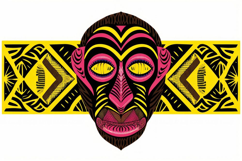 African tribal pattern monkey architecture creativity disguise. AI generated Image by rawpixel.