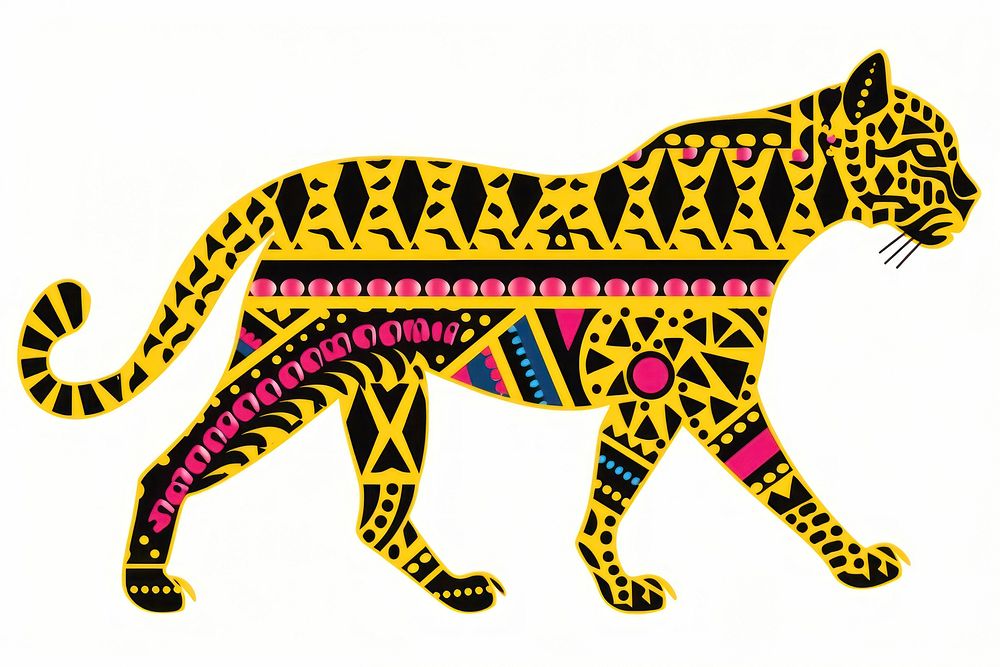 African tribal pattern chetah leopard mammal animal. AI generated Image by rawpixel.