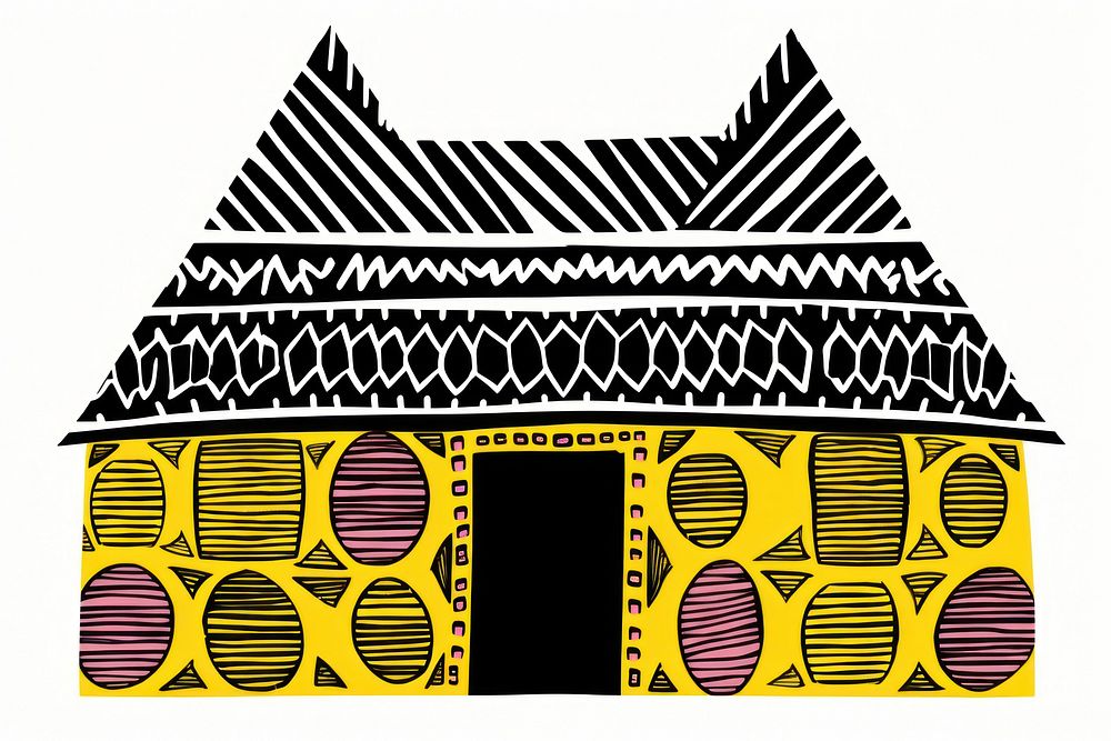 African tribal pattern house architecture building white background. AI generated Image by rawpixel.