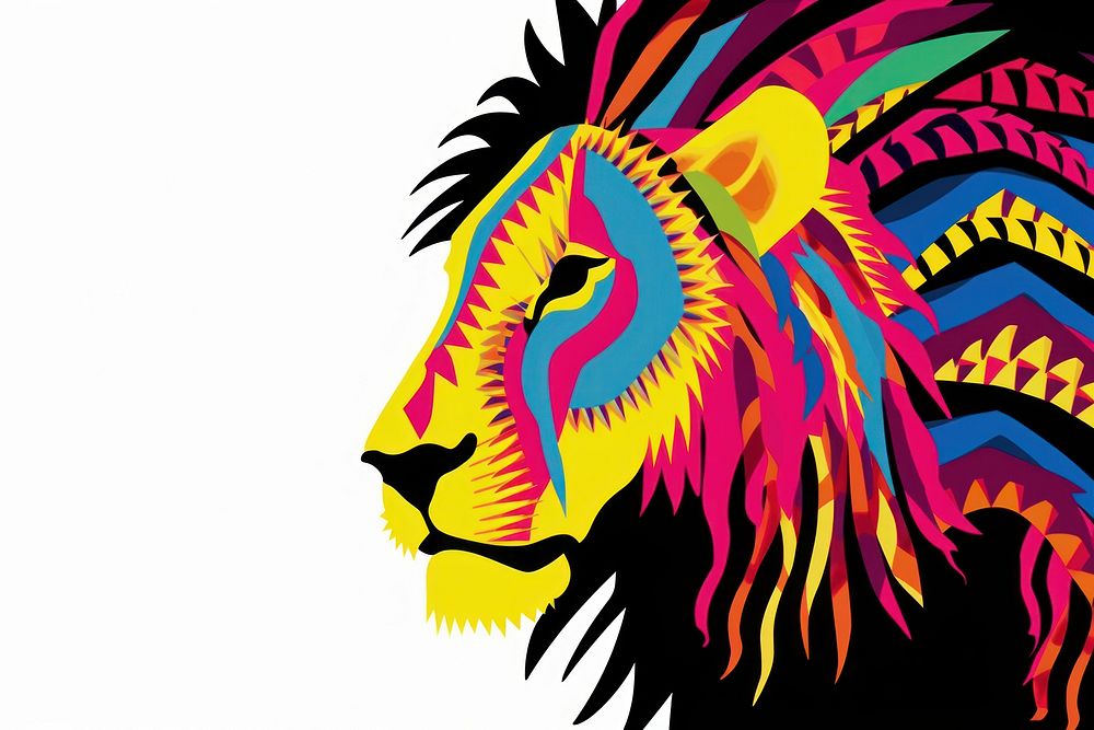 African tribal pattern lion mammal art creativity. AI generated Image by rawpixel.