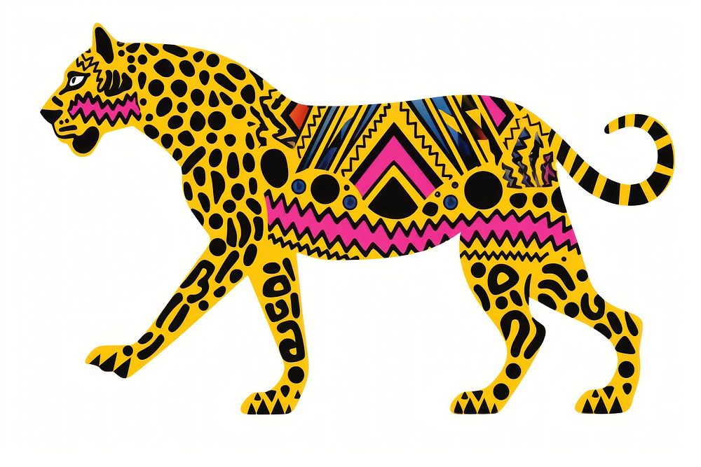 African tribal pattern chetah leopard cheetah mammal. AI generated Image by rawpixel.
